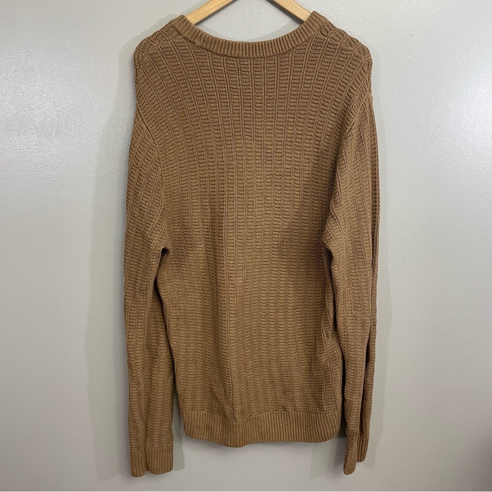 Abercrombie & Fitch men’s size Large cable knot Sweater lightweight tan neutral - Picture 2 of 9